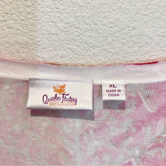 Quacker Factory Rhinestones Button Front Short Sleeve Cardigan Coral Orange XL - Picture 2 of 9